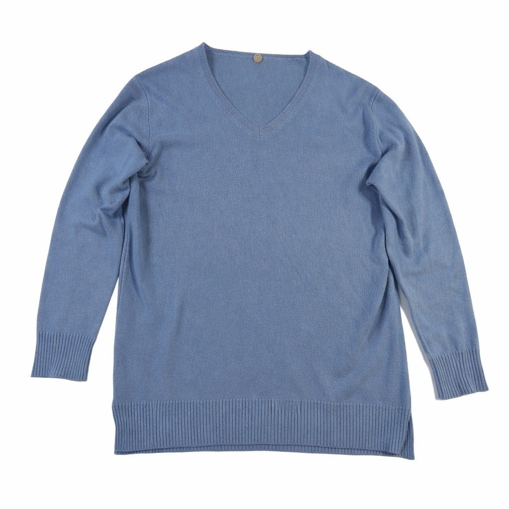 Maggie London Blue V-Neck Knit Sweater Women's Size M‎